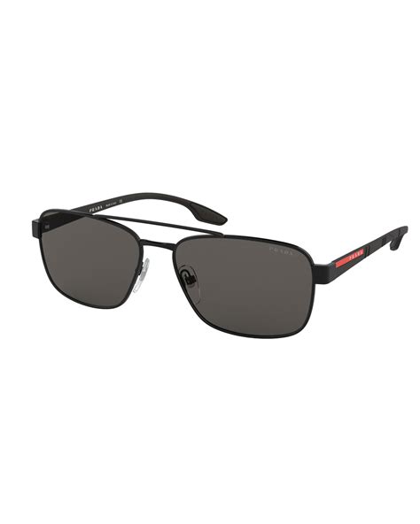 prada men's 59mm square metal aviator sunglasses polarized|discounted Prada sunglasses for men.